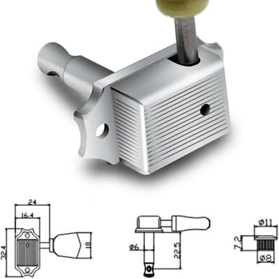 Vintage Guitar String Tuning Pegs Tuning Machines Tuning Keys Machines Heads Tuners Compatible with Les Paul LP SG Style Electric Guitar 3 Left 3 Right, Chrome with Tulip Button. image 2