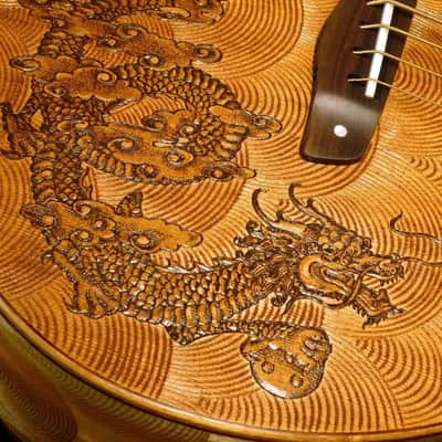 Blueberry Handmade Acoustic Bass Guitar Dragon Motif Bild 9