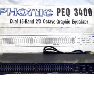 Phonic PEQ3400 Dual 15-Band 2/3 Octave Graphic Equaliser Early 2000s - Black image 3