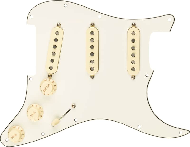 Mint Fender Pre-Wired Strat Pickguard, Custom Shop Fat 50's SSS, Parchment 11 Hole PG image 1