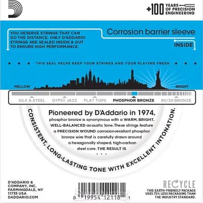 D'Addario EJ38 12-String Light Phosphor Bronze Acoustic Strings 10-47 image 6
