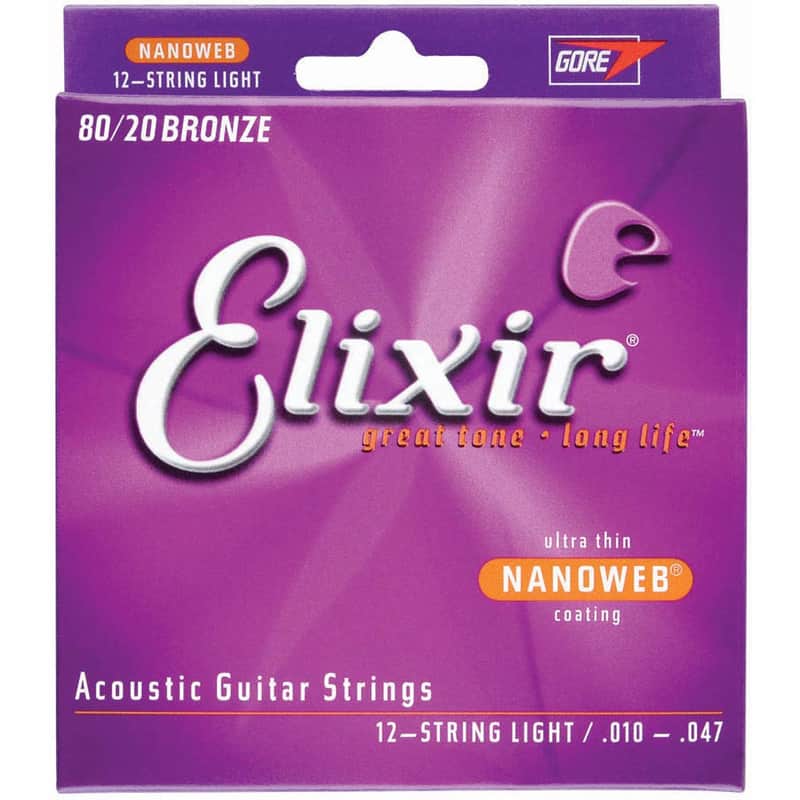 Elixir 11152 Nanoweb 80/20 Bronze 12-String Acoustic Guitar Strings - Light (10-47) image 1