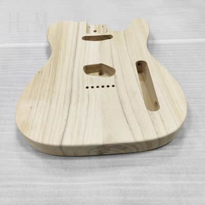 Unfinished Paulownia Wood Guitar Tele Style Body, String Through Bridge image 4