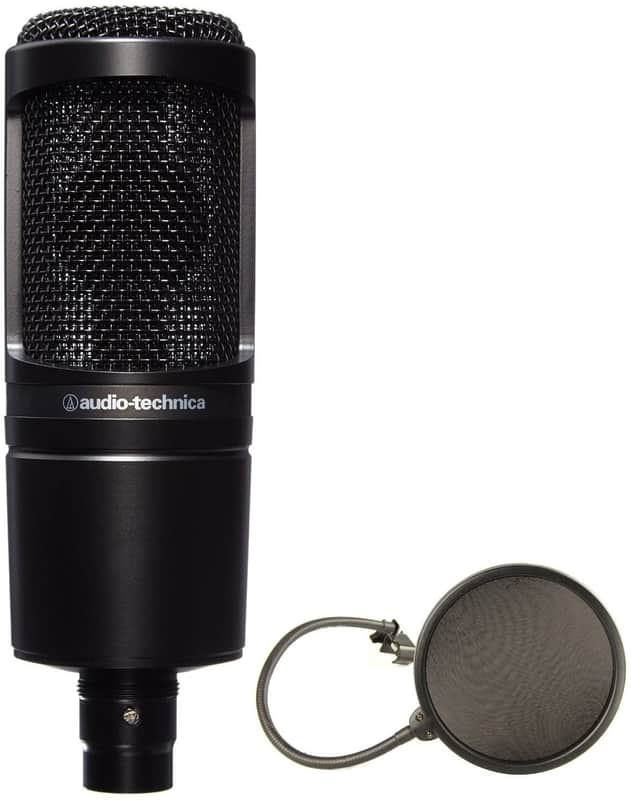 Audio-Technica AT2020 Cardioid Condenser Studio Microphone Bundle with Pop Filter image 1