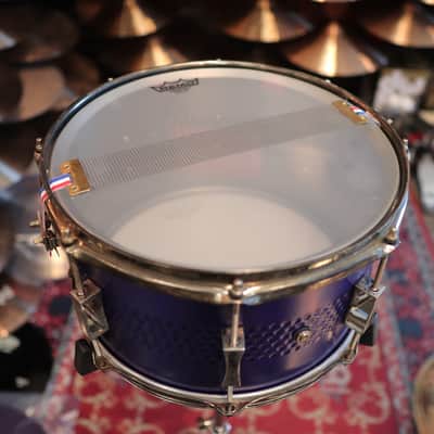 Pork Pie 8x14" Center Hammered Steel Snare Drum (Satin Purple w/ Aged Hardware) image 7