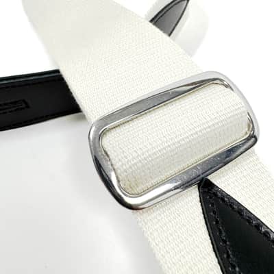Walker & Williams H-47 Vintage Series Classic White Woven Teardrop Strap With Black Leather Ends image 6