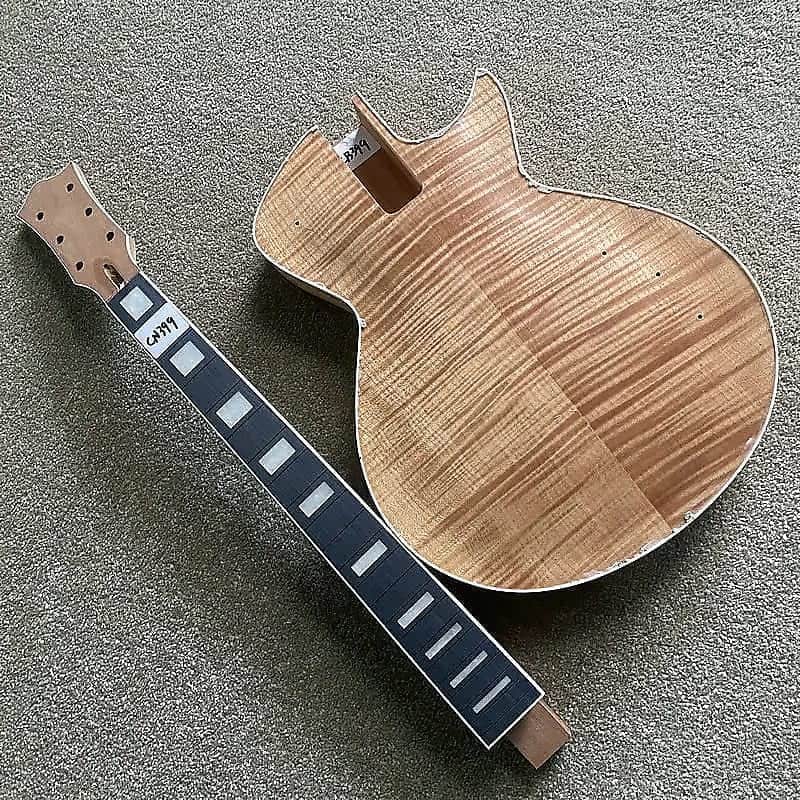 Custom Tiger Maple Top Guitar Mahogany Body and Neck, Rosewood Fingerboard Fretboard Set image 1