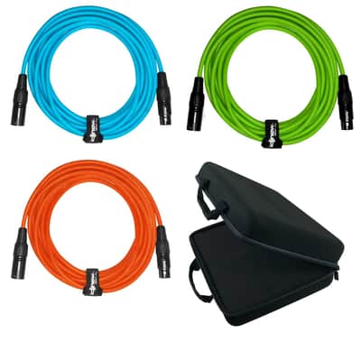Sure-Fit 10ft Blue, Green & Orange XLR Male to XLR Female Cables (3 Pack) + Case image 21