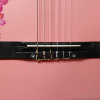 38" LOVELY FLORAL HAND-PAINTED PINK CLASSICAL GUITAR image 20