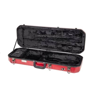 Crossrock 4/4 size Violin Case | ABS Molded Hardshell with Interior Compartment, 2 Bow Holders, Security Lock, and Detachable Straps-Red image 3