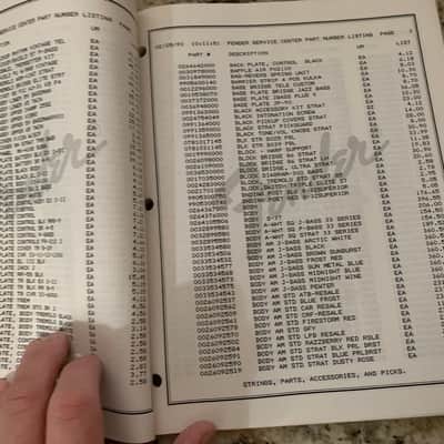 Fender Dealer Parts Price List 1993 image 3