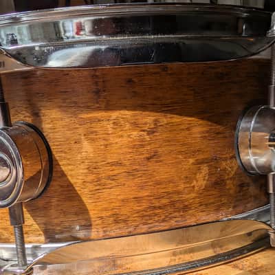 PDP X7 14x5 All-Maple Snare Drum 2010s - Originally finished in PDP’s Candy Apple Red FinishPly wrap. The factory wrap was later removed and the maple shell was stained and polyurethane-finished. image 2