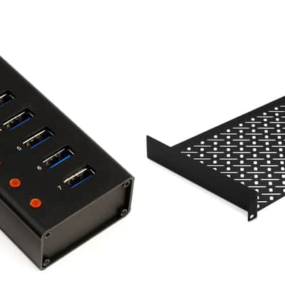 Startech ST7300U3M 7-port USB 3.0 Hub Desktop/Wall-mountable Metal Chassis Bundle with Middle Atlantic Products UTR1 1U Utility Rack Shelf image 1