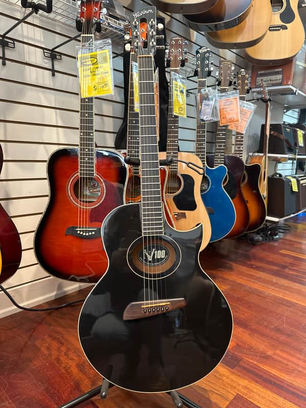 Washburn USA NV100 Custom Shop Acoustic Electric Thin Body - Black image 1