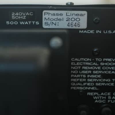 Phase Linear Model 200B Stereo Amplifier 500 Watts image 6