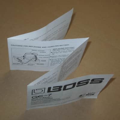 Boss original INSTRUCTIONS for GE-7, CS-3, and NS-2 (NO pedals, NO boxes, NO other items) 2010s (copyright years, 2010, 2015, and 2016) - white matte paper - black print, black graphic image 8