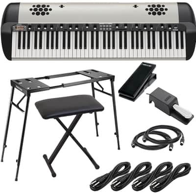 Korg SV-2SP 73-Key Stage Piano w/ Speakers (Creme) (Korg DS-2H Included),Neewer Keyboard Stand, Bench, Nektar NX-P, (4) 1/4 Cable, (2) Midi Cable Bundle