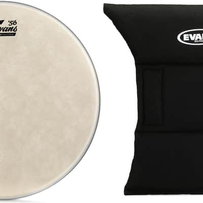 Evans EQ4 Calftone Bass Drumhead - 16 inch  Bundle with Evans EQ Pad Bass Drum Muffler image 1