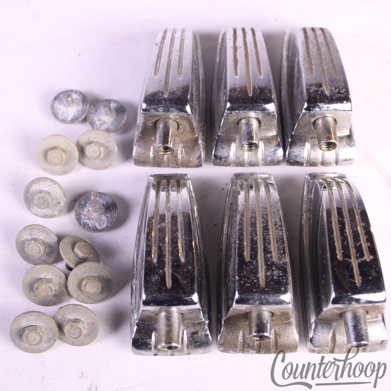 Ludwig 6x Bass/Floor Tom Drum Lugs Large Classic Chrome Vintage 60s Tension Lug — main photograph
