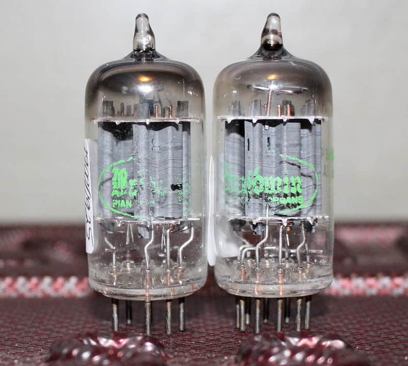 SYLVANIA 12AX7 ECC83 PERFECT MATCH PAIR 1ST VERSION LONG PLATE D GETTER COPPER GRID POSTS TEST NOS++ VINTAGE 1959 image 1