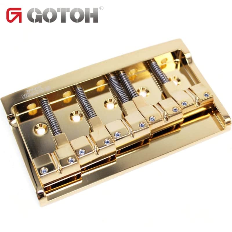 NEW Gotoh S510B-5 5-String Bass Bridge Steel Base Plate, Brass Saddles - GOLD image 1