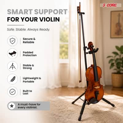 5 Core Violin Stand with Bow Holder Adjustable Cello Banjo Mandolin Holder image 9