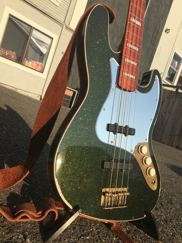 salty stevie Jazz Bass 2021 Green Metal Flake image 1
