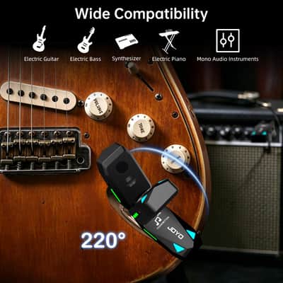 JOYO Wireless Guitar System UHF Transmitter Receiver 6 Channel <2ms Low Latency 150ft Long Range Rechargeable for Guitar Bass 6.35mm Mono Audio Cordless (JW-08) image 4