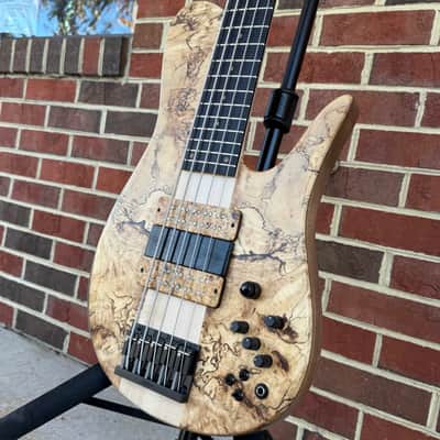 Fodera Imperial Elite, Chestnut Burl Top, Walnut Body, Alder Tone Block, Flamed Ebony Fretboard, Flamed Ebony Ramp, Chestnut Dot Inlays, Fodera/Duncan Dual Coil Pickups, Hardshell Case image 4