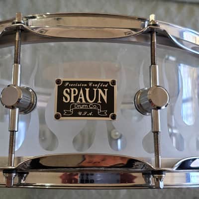 Spaun Acrylic 5.5 x 14 Snare with Flames 2010 - Clear Acrylic with Flames image 1