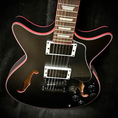 Rafferty Semi Hollow - Satin black with red binding image 4