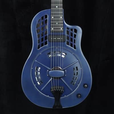 Preowned National ResoRocket Steel Satin Navy Blue w/ Lollar P90 image 4