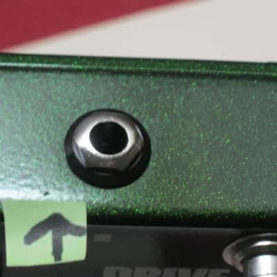 very lightly used (mostly very clean, a few imperfections) Tech 21 Boost Overdrive (metallic dark green casing) + battery & strings (NO tin, NO paperwork, NO sticker) image 9
