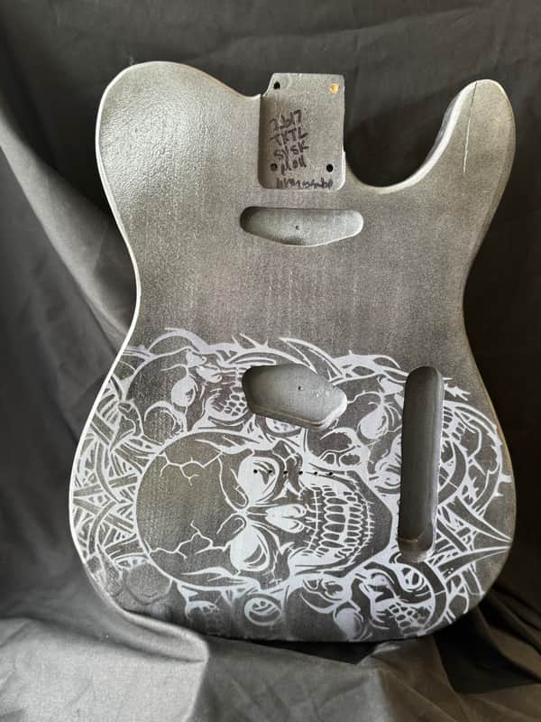 MH Customs Skull Forge – Black & Machine Grey T-Style Body // Veteran Built 2026 - Nitrocellulose Gloss image 1