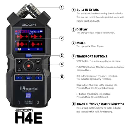 Zoom H4essential 4-Track Handy Recorder + Vidpro Professional Wired XLR Lavalier Microphone XM-L2 for Pro Audio Equipment with XLR Input image 9