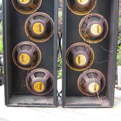 Marshall #1969 Pinstripe Cabinets with Two Matched Quads of Celestion G12M 20W T1221 Greenbacks 1967 image 10