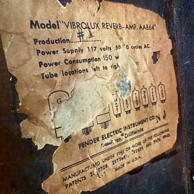 Fender Vibrolux Reverb Amp c 1966 1967 - Blackface original vintage USA tube amplifier image 7