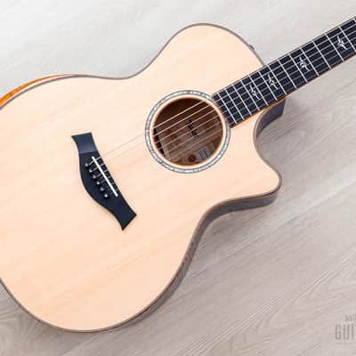 2023 Taylor Custom Grand Auditorium Acoustic Electric Guitar Trans Blue w/ Lutz Spruce + Quilted Maple image 1