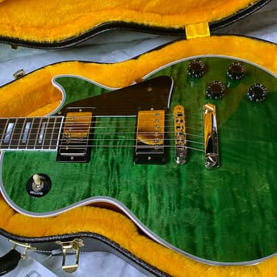 NEW! Gibson Dealer Select Custom Shop Les Paul Custom AAA Figured Flame Top - Transparent Green / Natural Back - Authorized Dealer - WOW! Only 8.7 lbs - G07689 image 15