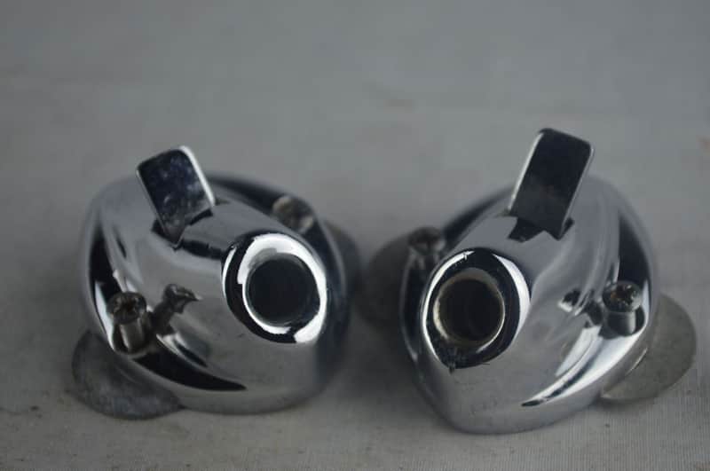 *Premier 50s-60s Bass Drum Spur Mounts Spring-Loaded Push-Button Chrome England* image 1