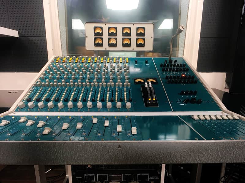 Helios Vintage 12 Channel mixing console ex The Who Ramport Studios 1971 Aqua Blue Green image 1