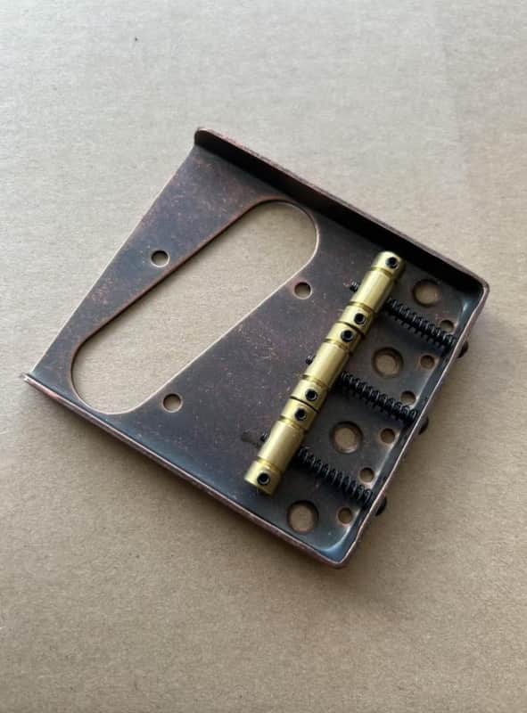 Bronze Guitar Telecaster Tele Style Bridge with Brass Saddles image 1