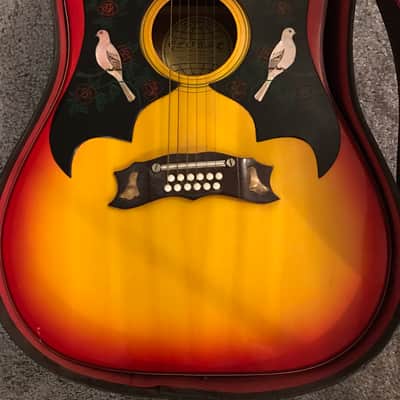 RARE lawsuit Double Dove 12 String 1960s Vintage clone of Gibson Dove Special 1960s Cherry Sunburst image 2