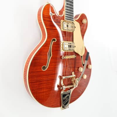 Gretsch Broadkaster LX Figured Center Block Semi-Hollow Guitar w/ String-Thru Bigsby & Hardshell Case - Bourbon Stain image 4