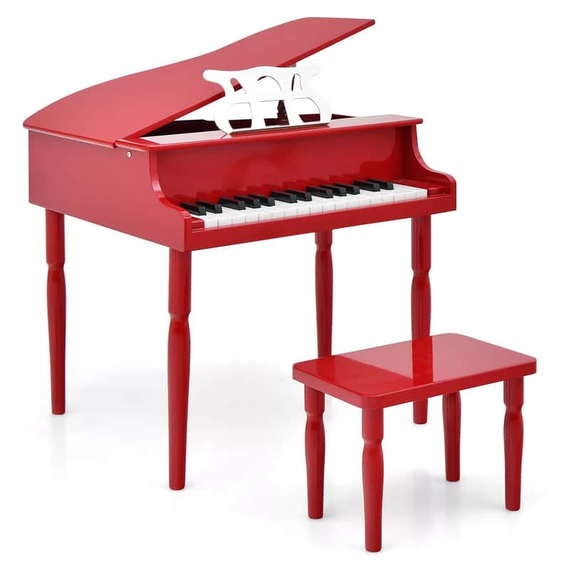 Classic 30-Key Baby Grand Piano Toy for Toddlers | Vibrant Wooden Piano with Bench | Perfect Birthday Gift for Children Ages 3-8 (RED)) image 1