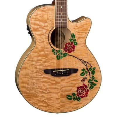 Luna Flora Rose Acoustic-electric Guitar - Gloss Natural Quilted Maple image 3