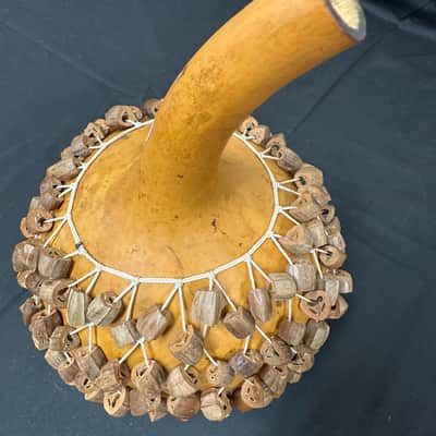 Cameroon African Shekere, Gourd Rattle, Handmade 11" x 8" - MINT image 4