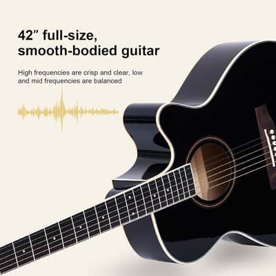 41" Acoustic Guitar for Beginner Adult Full Size Cutaway Guitarra Bundle Set-Black Bundle with Gig Bag, Tuner, Strap, Strings, Picks,Capo image 2