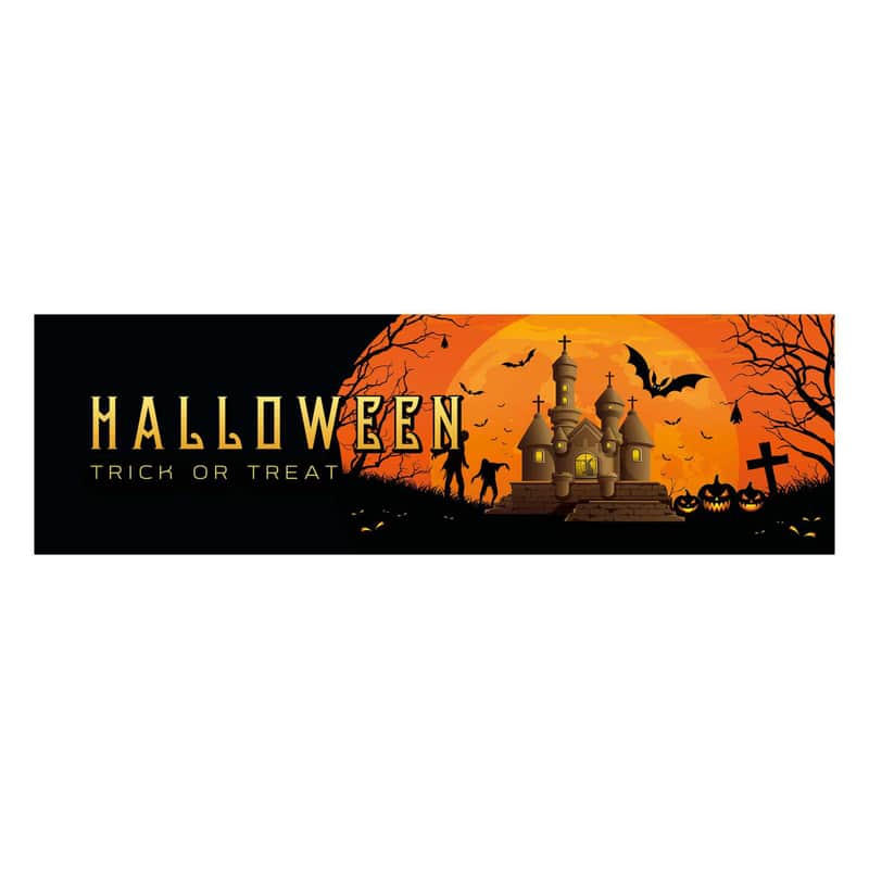 Europalms Halloween Banner, Geisterhaus 300x90cm - Halloween Decoration image 1