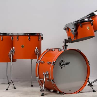 Gretsch USA Custom drum set. Special one-off for Nashville show. Satin Orange 10/12/13/14/16/20. Unique image 2